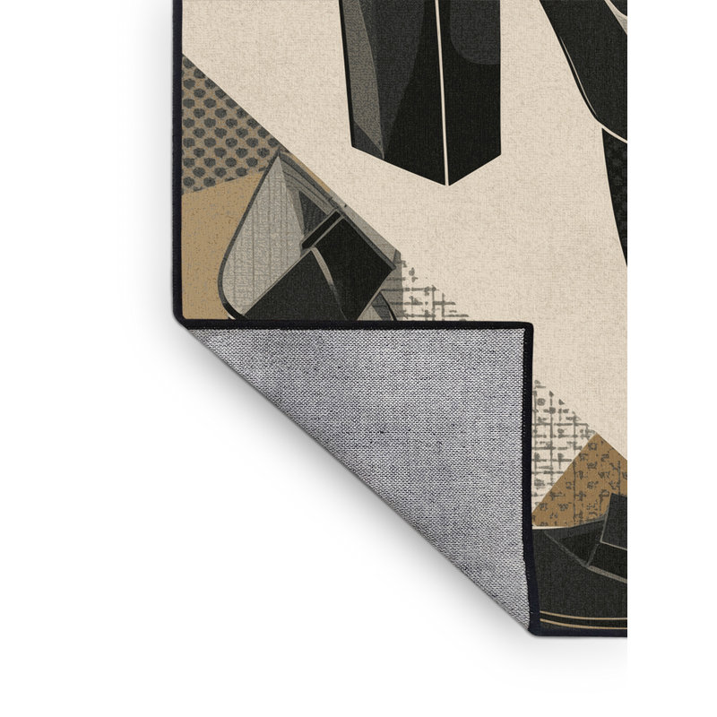 Tapis beige rétro à motif géométrique lavable à la machine Buckland, 5 x 8