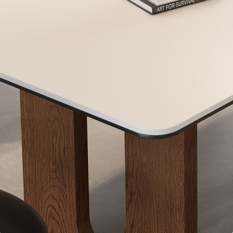 A granite dining table with ashwood legs, White, 29.5"H x 55.1"L x 31.4"W