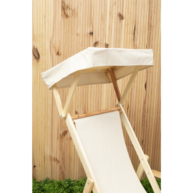 Farley 62cm Long Reclining Birch Single Sun Lounger, Cream