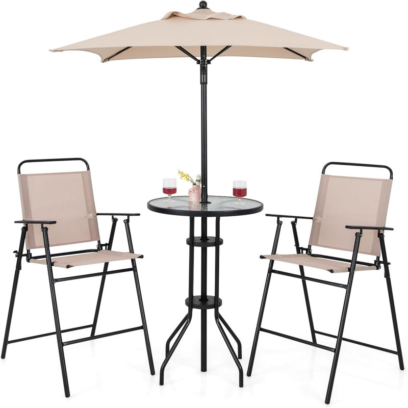 Carrisa 2 - Person Metal Patio Dining Set with Round Table