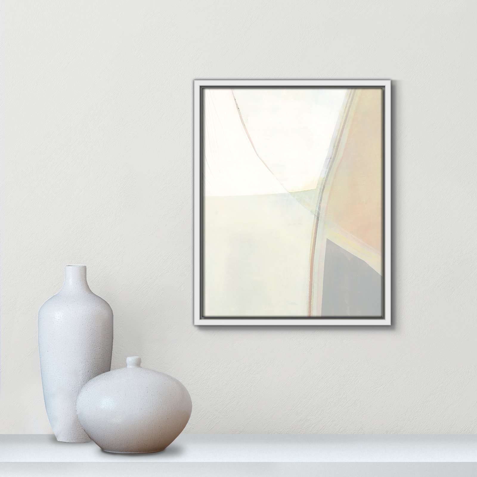 Alexandria "In Neutral II" Painting by Cartissi, White Framed Canvas, 15.5" H x 12.5" W x 2" D