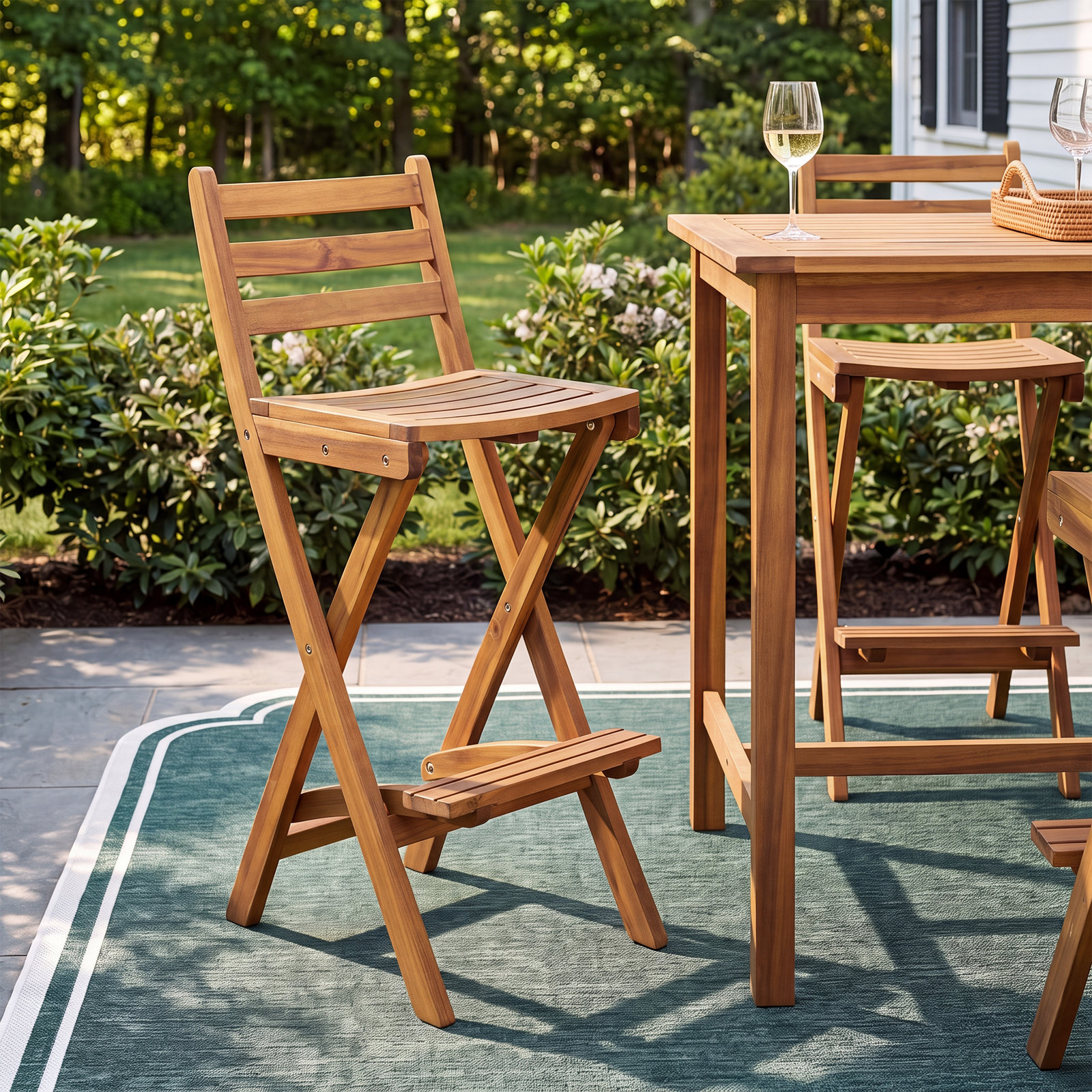 41.25'' Acacia Outdoor Bar Stool