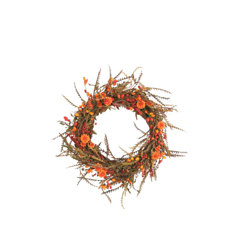 Fall Wreath with Mixed Berries and Flowers