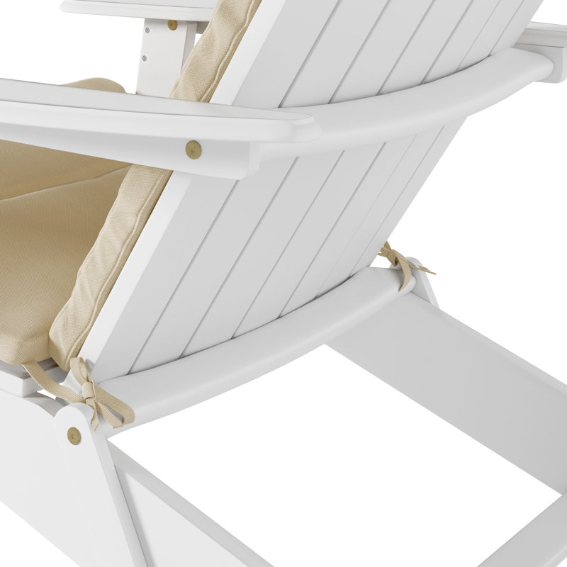 Chaise Adirondack pliante en bois massif Matthias, Blanc / kaki