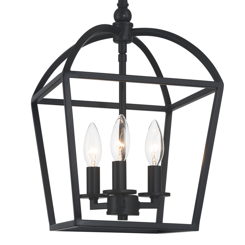 Lustre lanterne à intensité variable 3 lumières Alfreda, Noir mat