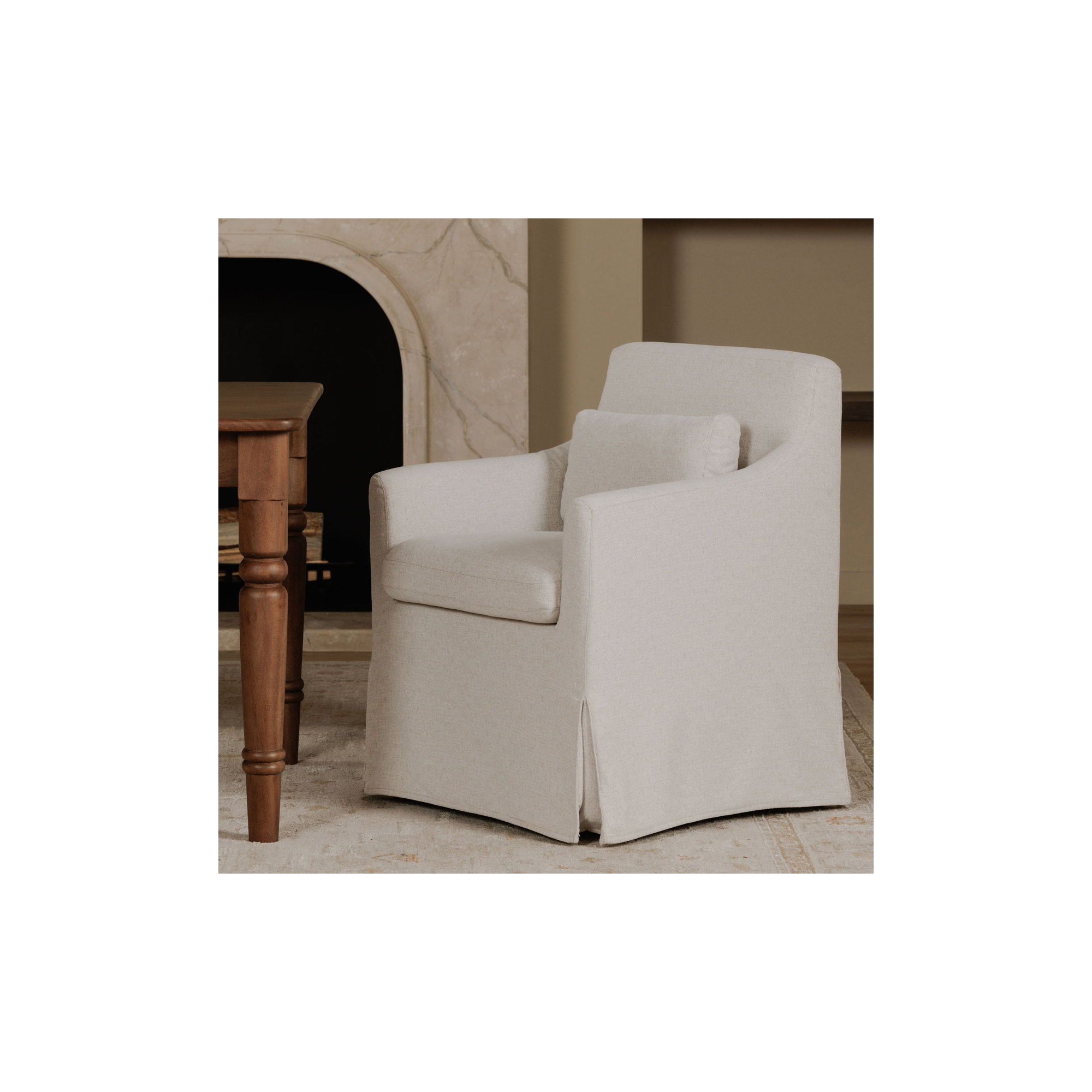 Glinda Slipcover Dining Chair, Beige