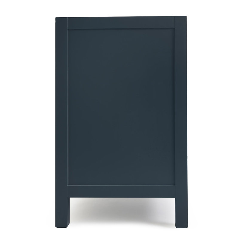 Cambridge Left Offset 36" Single Bathroom Vanity Base Only, Satin Brass, Midnight Blue