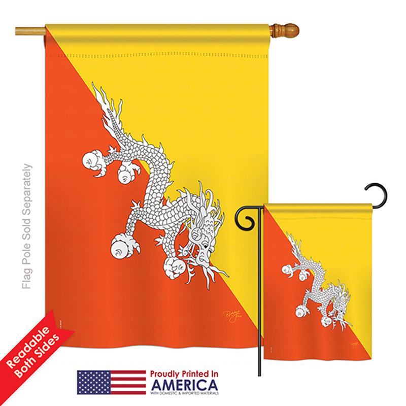 Drapeau de polyester vertical décoratif à 2 côtés bhoutan du monde