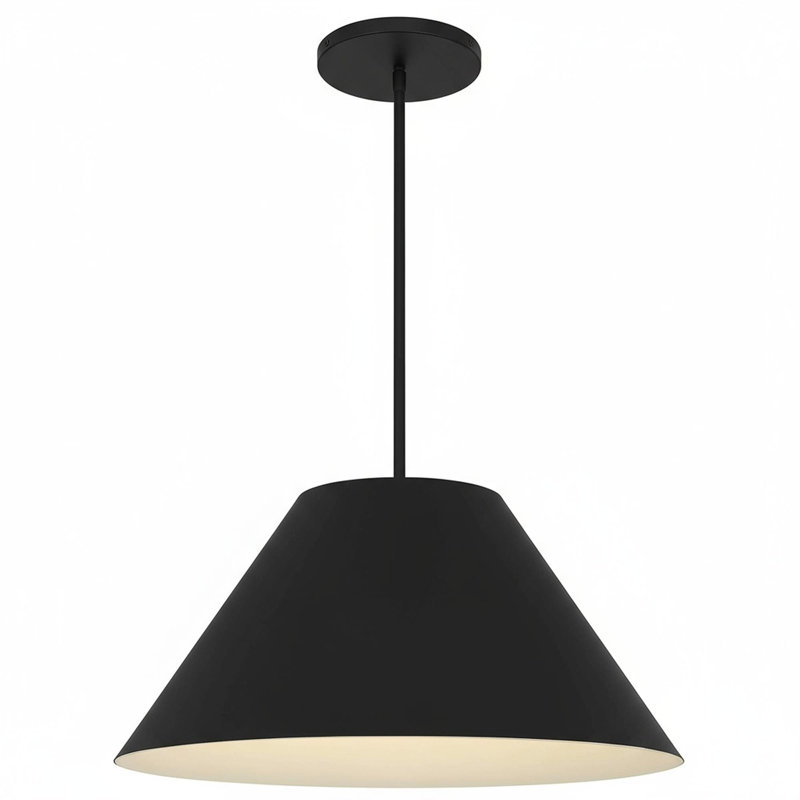 Luminaire suspendu à DEL noir de 22 pouces de diamètre, H 11 po x l 22 po x P 22 po, Noir