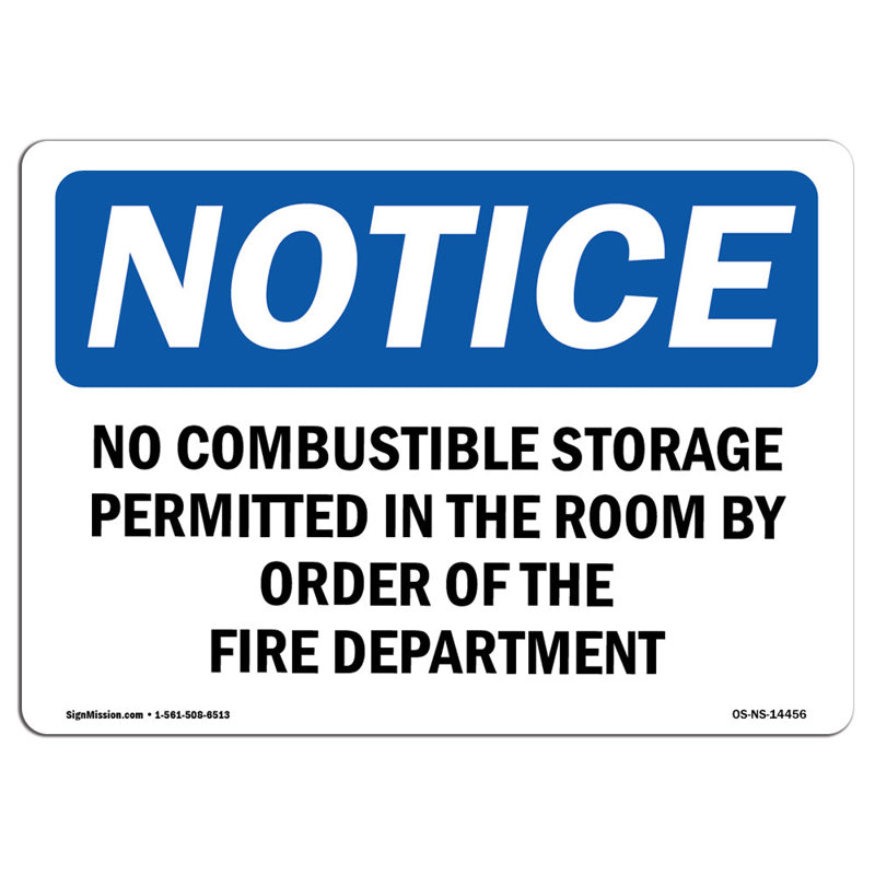No Combustible Storage Permitted In This Aluminum Sign 18 x 24