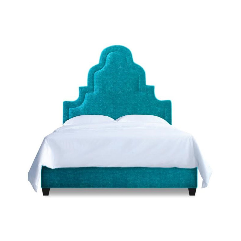 Meela Upholstered Bed, King, Zeros Turquoise