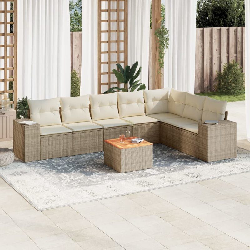 Ensemble de canapé de jardin Vidaxl beige, blanc crème