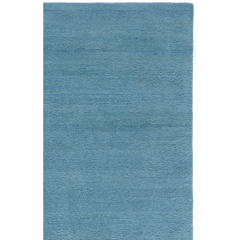Tapis en laine turquoise touffeté à la main Moreau, Carré 4 pi