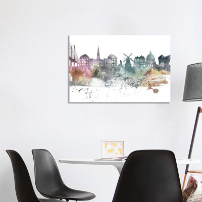 Copenhagen Pastel Skyline by Wall Decor Addict - Wrapped Canvas Painting