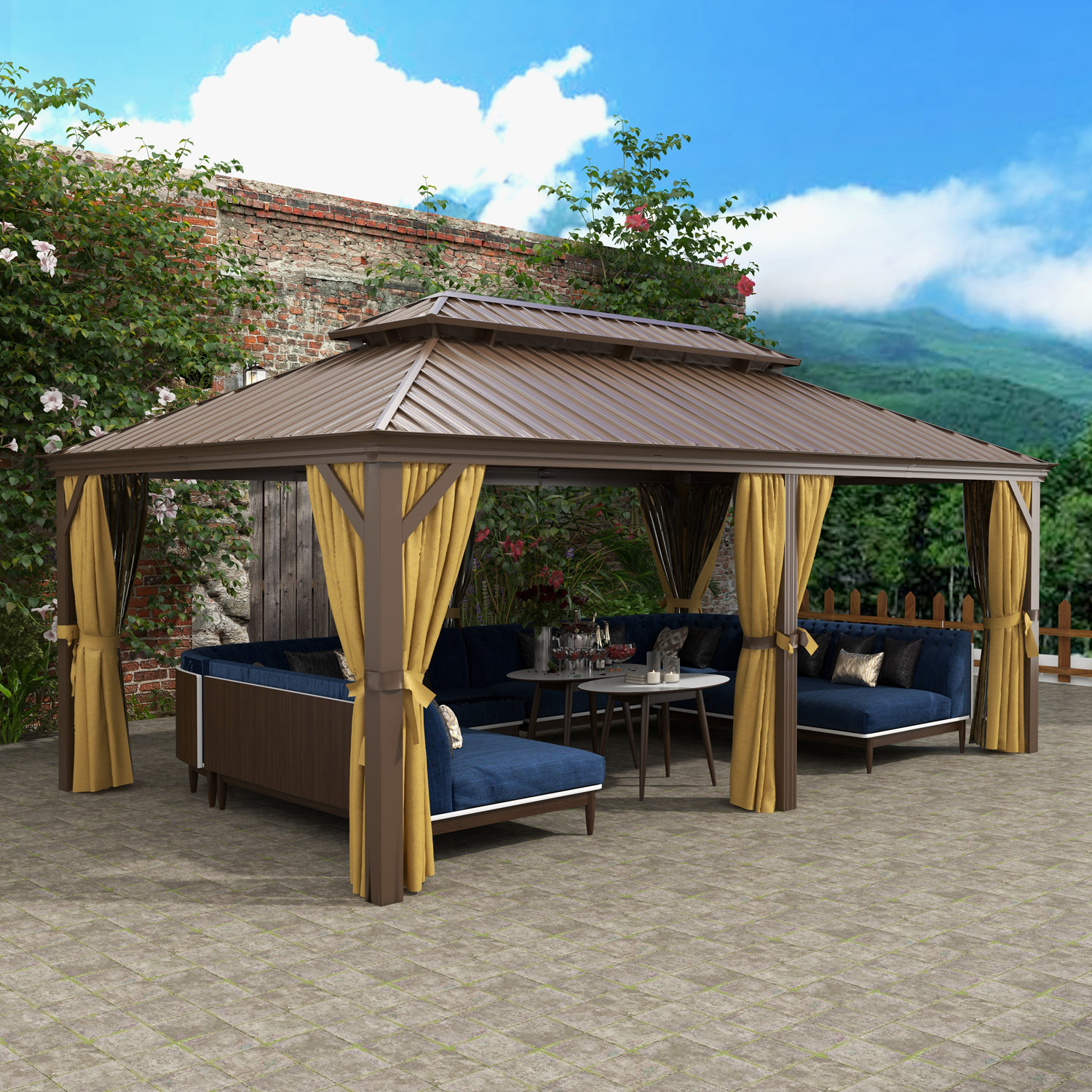 20 Ft. W x 12 Ft. D Metal Patio Gazebo