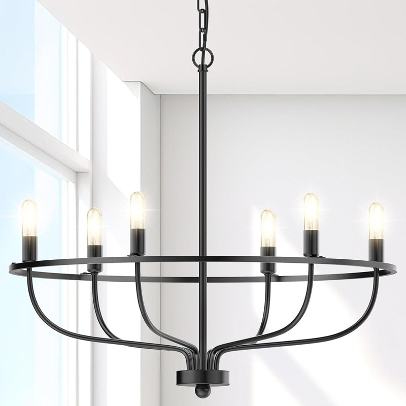 Lustres classiques réglables 6 lumières, Matte Black