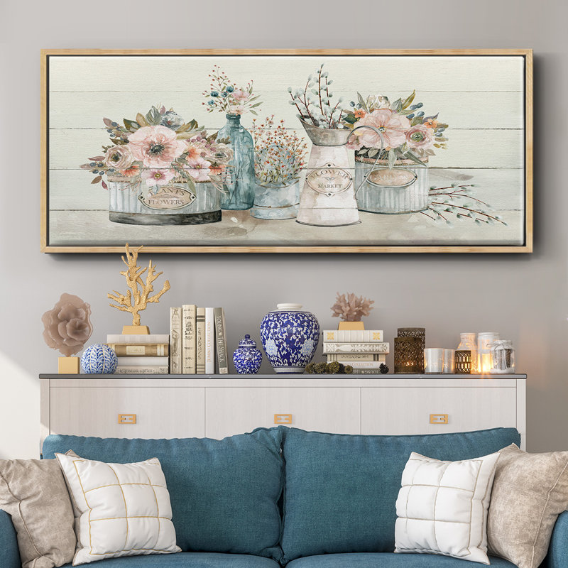 Marché aux fleurs - Toile encadrée, 20" H x 50" W
