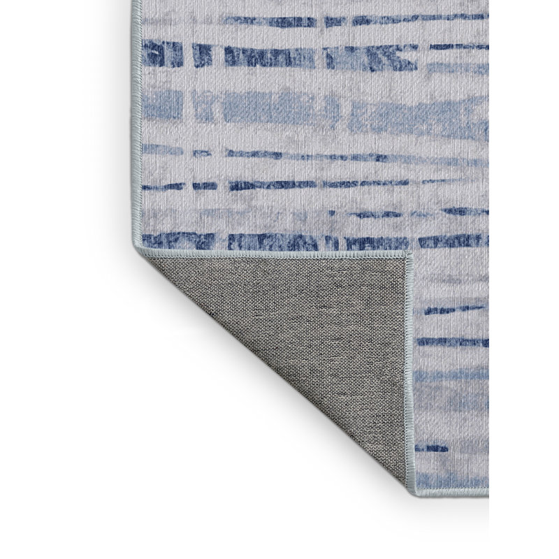 Machine Washable Blue Area Rug, Round 3'
