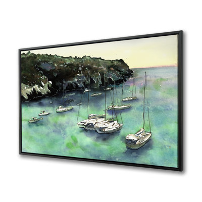 Bateaux à cala Macarella - décor de toile de salle de bain bord de mer