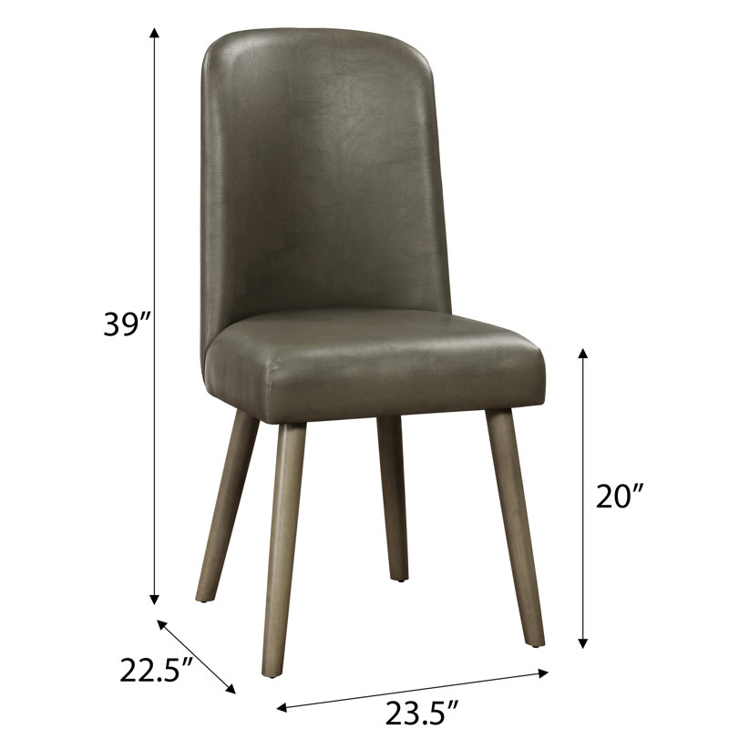 2 chaises d'appoint de salle à manger en chêne gris - rembourrage en mousse rembourré pour le confort de style Mid-Century moderne (de 2) en similicuir