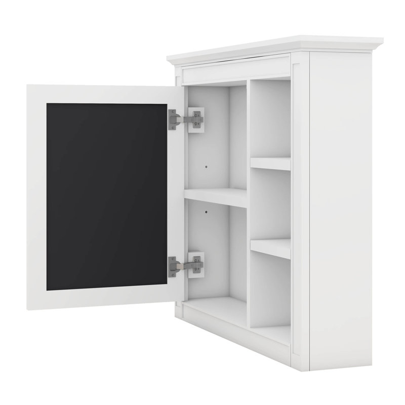 Armoire murale 30 po x 28 po avec miroir, armoire à pharmacie avec 3 tablettes ouvertes (meuble-lavabo non inclus), Blanc