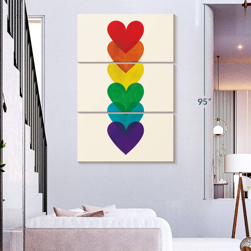 Khepri Rainbow Hearts Stack, 74" H x 48" W
