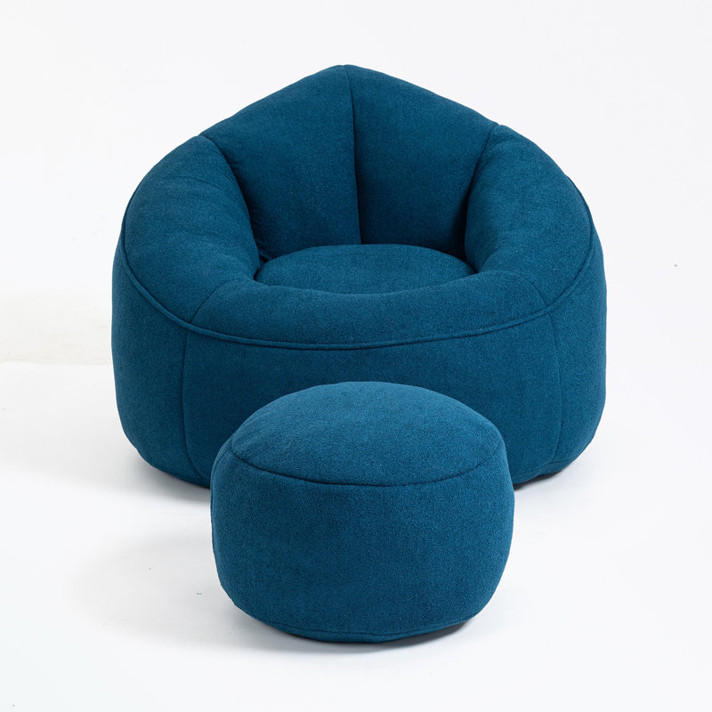 Fauteuil demi-tonneau avec repose-pieds 37,4 po Eryn, Microfibre / microsuède bleu
