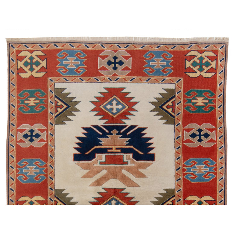 Tapis turc en laine noué à la main de couleurs douces, entièrement naturel