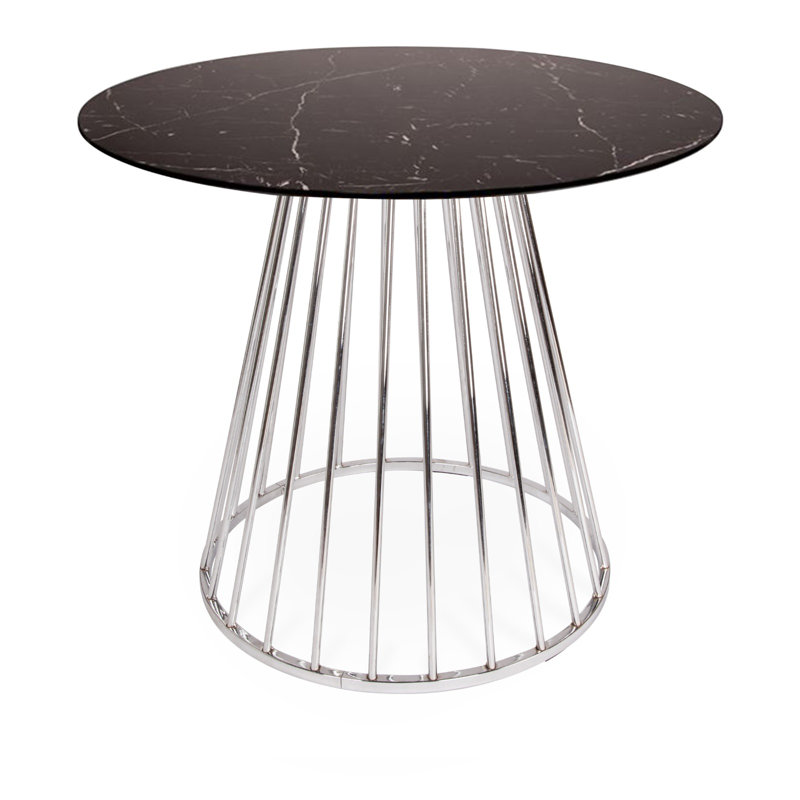 Jaxton Round Metal Base Dining Table, 75cm H x 120cm L x 120cm W, Black