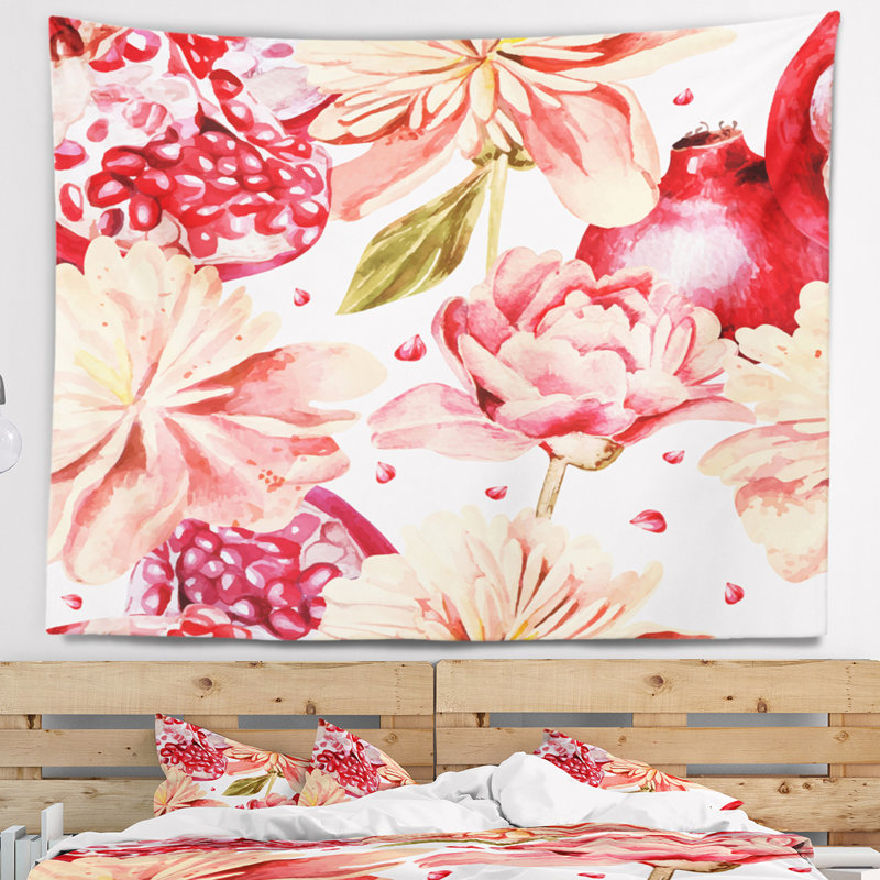 Fleurs au-delà de la tapisserie Floral, H 32 po x l 39 po
