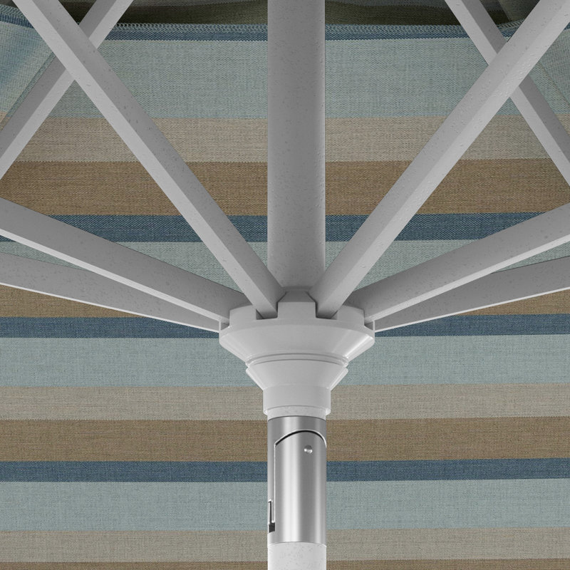 Parasol de patio blanc mat 11 pi, Gris te bleu