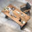Brown+Black Rectangular Solid Wood+Iron desk-1235250446