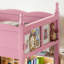 Lit mezzanine bas en bois massif avec garde-corps pleine longueur, échelles et bibliothèque à côté, design chic et sécuritaire pour les enfants-277926949-277926951