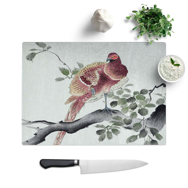 Tempered Glass Copper Pheasant Chopping Board, 39 cm W x 28.5 cm L