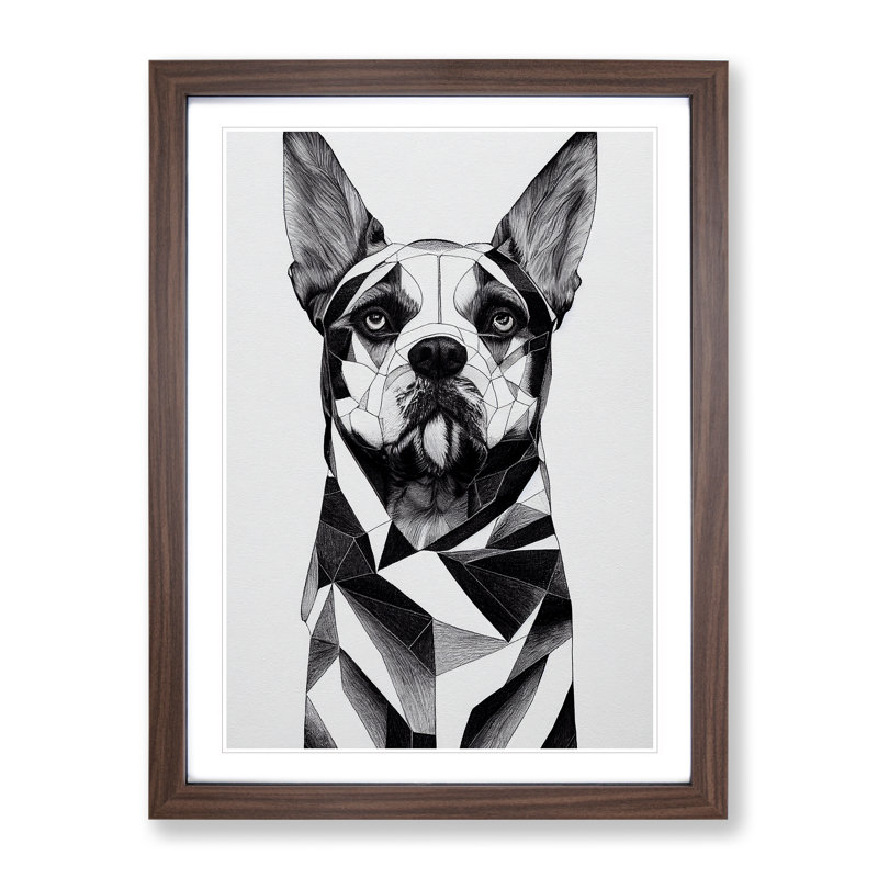 Deluxe Dog Abstract - Framed Print, 34cm H x 25cm W x 2cm D, Walnut