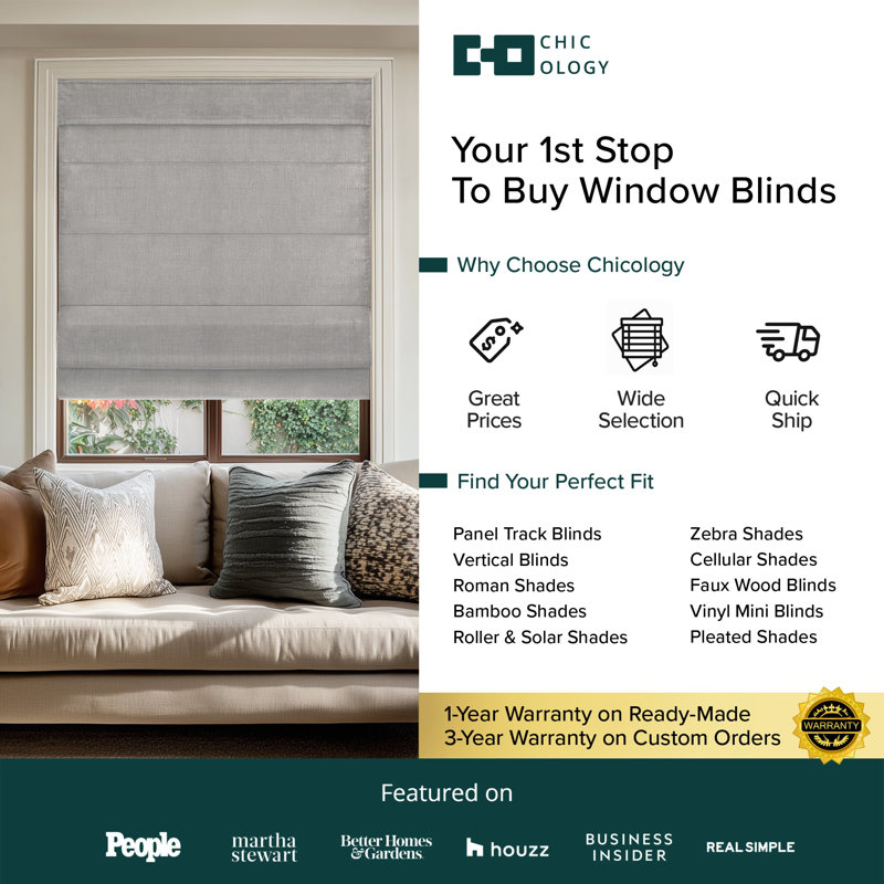 Light Filtering Roman Shade, Belgian Denim, 35"W x 64"L