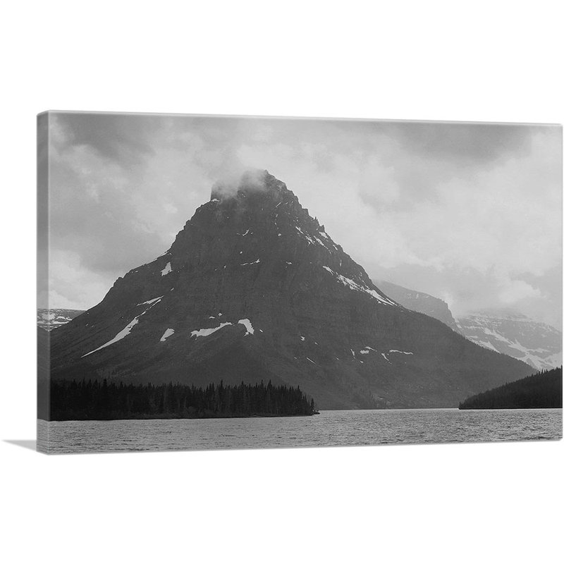 «High, Lone Mountain Peak Two Medecine Lake Glacier National Park Montana» par Ansel Adams, reproduction d'art sur toile tendue