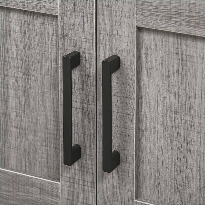Armoires | Armoire de rangement sous le lavabo avec 2 portes Tablette ouverte, découpe de tuyau en U, l 23,5 po x P 11,75 po, gris ardoise | Contemporain | Panneau de particules
