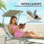 Chaise de bronzage pliante, chaise longue d'extérieur avec parasol, pour plage, piscine