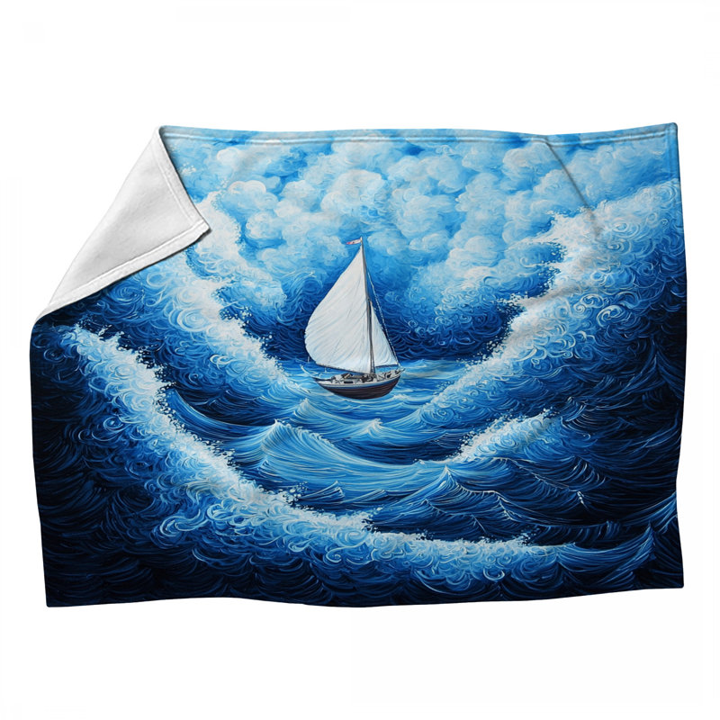 Boat Fleece Throw Blanket - Marine Throws for Sofas or Beds, 80" L x 60" W