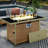 43" Propane Gas Fire Pit Table With Glass Wind Guard, 60000 , Rectangular Open Weave For Patio Deck Garden Backyard - Orange & Mustard Yellow Outdoor Table, , Guard Tinge-1811279545