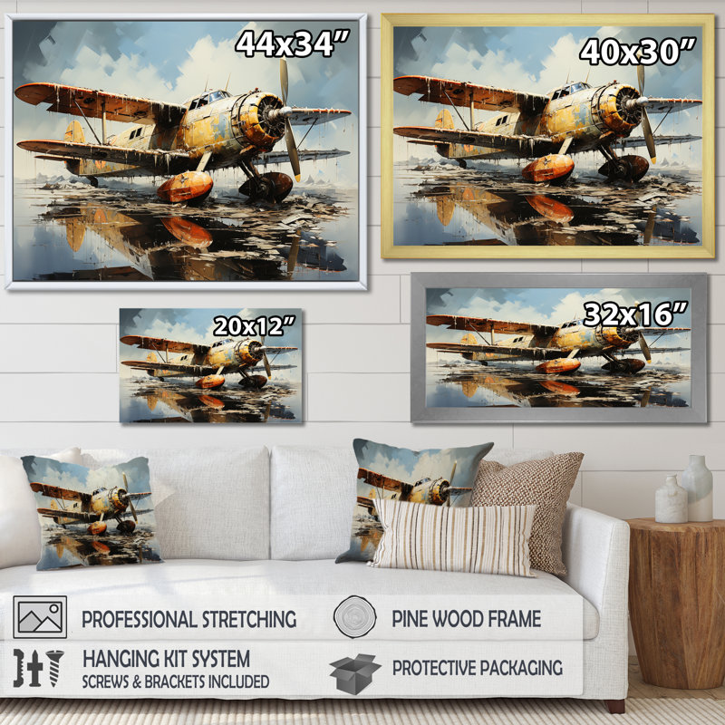 Reproduction d'art sur toile, Cadre flottant doré, H 16 po x l 32 po x P 1 po
