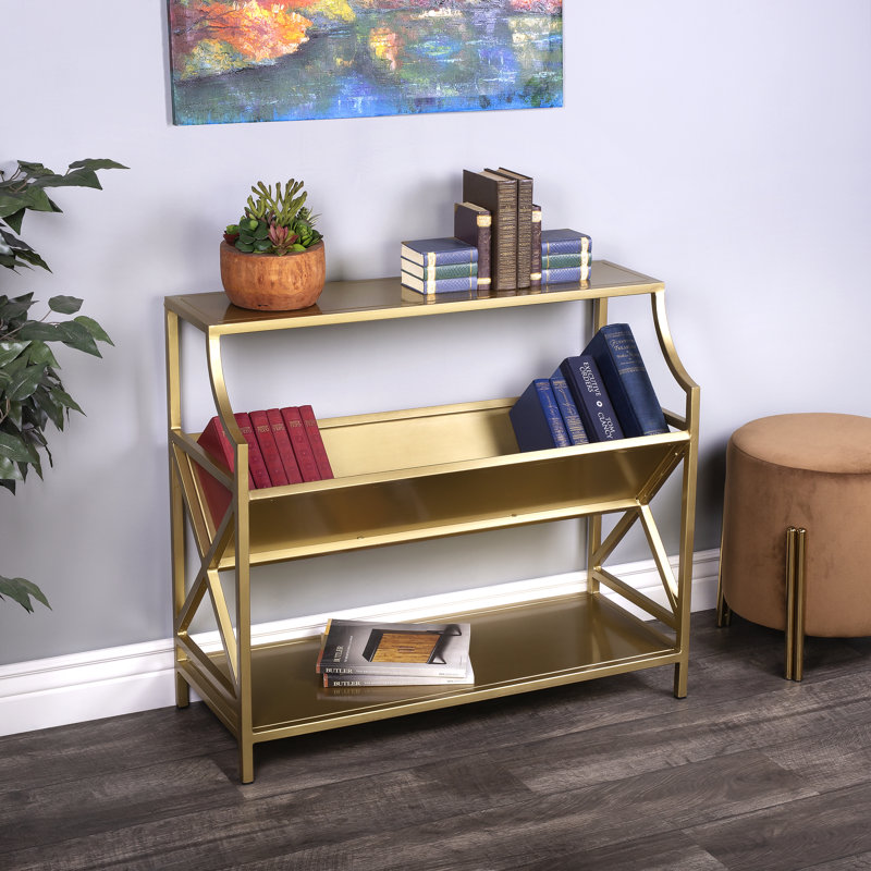 Keats Library 2 Tier 36"W Bookcase, Antique Gold
