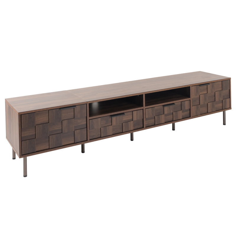 Fiodor Mid Century  TV Stand With 2 Drawers, 2 Cabinets And Elegant Lines Design