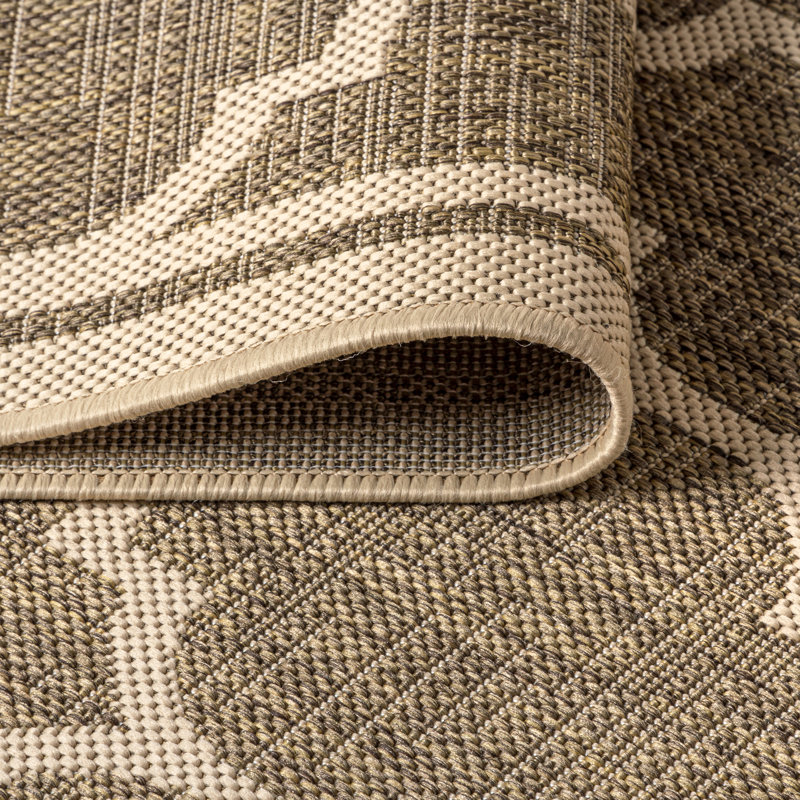 Hague Moroccan Trellis Textured Weave Brown/Beige Indoor/Outdoor Rug, Rectangle 10' x 14'