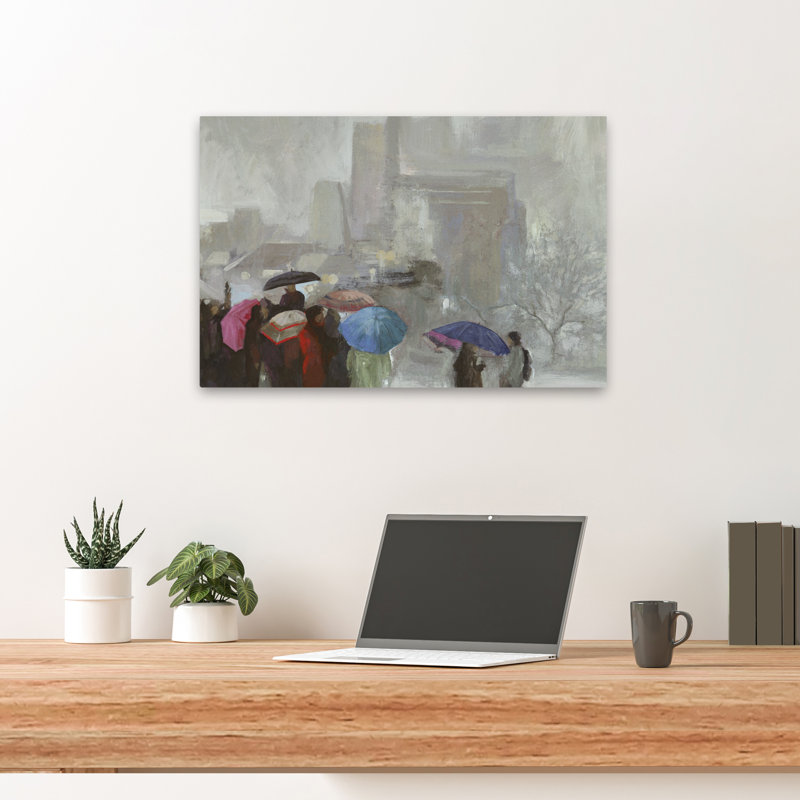 Pluie - impression sur demande - paysages urbains Painterly Impressionism People Art, H 16 po x l 24 po