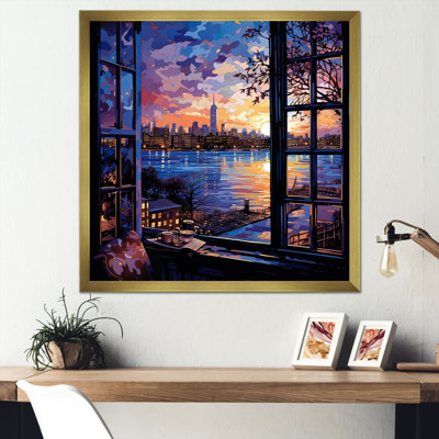 Blue Nyc At Night Window View I - New York City Wall Art