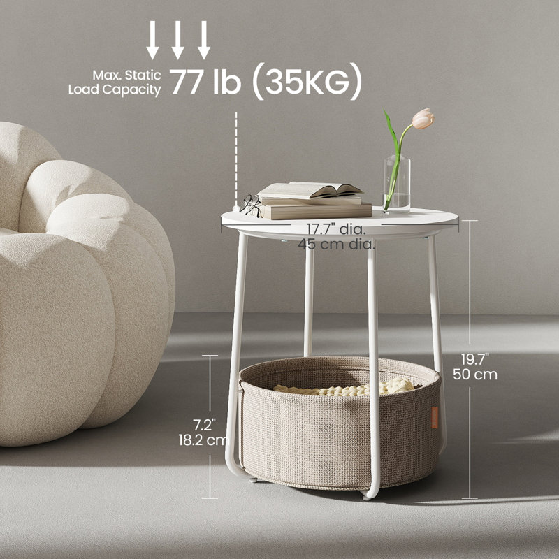 Table de bout, Blanc mat / brun chameau