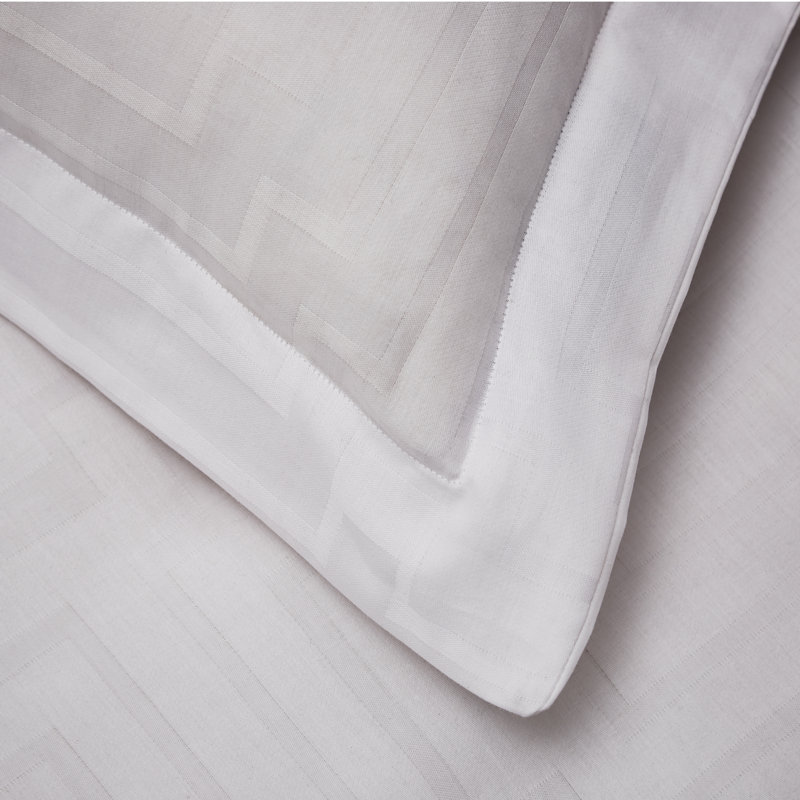 Satin Geo Jacquard 100% Cotton Oxford Sham Pair, White