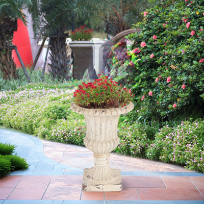 Urne de jardin MGO, blanc antique, H 19,25 po